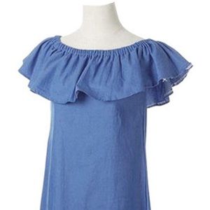 Off shoulder navy blue boho style dress